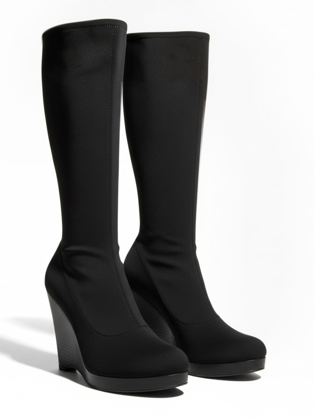 Women's Colin Stuart Deadstock Black Knee-High Wedge Boots